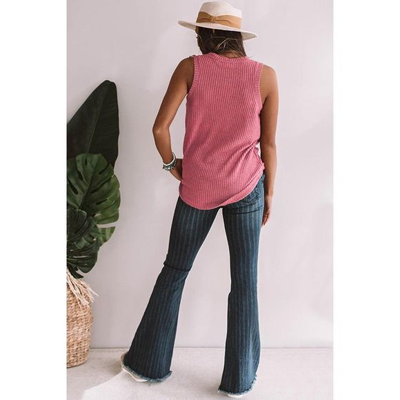 Azura Exchange  Red Twist Knot Waffle Knit Tank Top - Picture 11 of 15